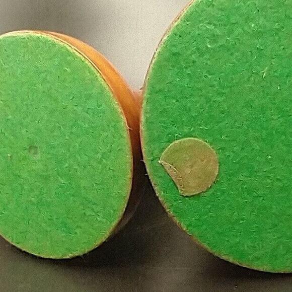 VTG Hand Turned Wooden Votive Candle Holders Offset Walnut? MCM Felted Pair - Picture 5 of 12